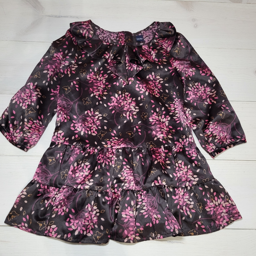 Baby Gap Girl's Dress Ditsy Floral Satin Ruffle Tiered Spring.